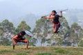 Kalaripayattu marital art demonstration in Kerala, South India