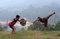 Kalaripayattu marital art demonstration in Kerala, South India