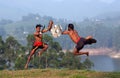 Kalaripayattu marital art demonstration in Kerala, South India