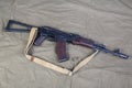 Kalashnikov AK 74 with ammunitions on canvas