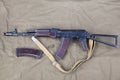 Kalashnikov AK 74 with ammunitions on canvas