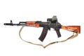 Kalashnikov AK assault rifle with optical sight on white Royalty Free Stock Photo