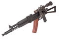 Kalashnikov AK with optical sight on white Royalty Free Stock Photo