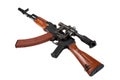 Kalashnikov assault rifle ak74 with sniper scope Royalty Free Stock Photo