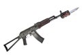 Kalashnikov assault rifle aks-74 with bayonet isolated on a white background Royalty Free Stock Photo
