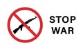 Kalashnikov Assault Rifle Ban Sign. AK47 Prohibition Symbol. Ak 47 Silhouette Danger Red Stop Sign. No Military Weapon