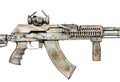 Kalashnikov assault rifle on white background