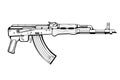 Kalashnikov rifle. Firearms. Sketch Set of Kalashnikov assault rifle AK-47, AKM, AKC, AKMC, AK-74. Firearms in combat. Assault Gun Royalty Free Stock Photo