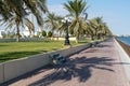 Kalba Corniche in Sharjah United Arab Emirates UAE on a beautiful day walking along the Gulf of Oman near the city