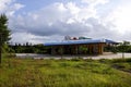 back view of city bus stand building isolated in Gulbarga University campus Kalaburagi