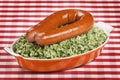 Kale with smoked sausage or 'Boerenkool met worst' Royalty Free Stock Photo