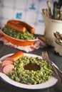 Kale with smoked sausage or 'Boerenkool met worst' Royalty Free Stock Photo