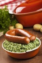 Kale with smoked sausage or 'Boerenkool met worst' Royalty Free Stock Photo