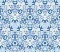 Kaleidoscope abstract seamless pattern, background. Composed of geometric shapes in blue. Royalty Free Stock Photo