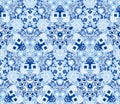 Kaleidoscope abstract seamless pattern, background. Composed of geometric shapes in blue. Royalty Free Stock Photo