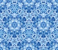 Kaleidoscope abstract seamless pattern, background. Composed of geometric shapes in blue. Royalty Free Stock Photo