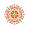 Kaleidoscope big bud. Oriental pattern illustration. Flower background