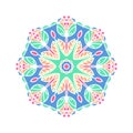 Kaleidoscope big bud. Oriental pattern illustration. Flower background