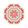 Kaleidoscope big bud. Oriental pattern illustration. Flower background