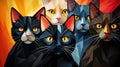 Kaleidoscope of cats. AI generation