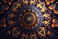 Kaleidoscope of Colors - 3D Design, Circular Mandala, Pattern Texture, Gold and Purple Circular Tapestry, Background Wallpaper Royalty Free Stock Photo