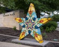 `Kaleidoscope of Dreams` star sculpture at the Levitt Pavilion Founders Plaza in downtown Arlington, Texas.