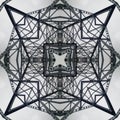 Kaleidoscope from industrial photo - architecture, metal lace, pattern, patchwork. Background for site or blog