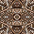 Kaleidoscope made of brown tones ethnic patchwork fabric