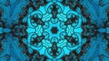 Kaleidoscope with neon flash ligts. 4k abstract looped bg with flashing lines pattern like ornamental flower, star or