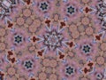 Kaleidoscope pattern of hexagon shapes connected to the center with rhombus figures