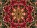 Kaleidoscope pattern of red and gold ornaments on Christmas tree Royalty Free Stock Photo