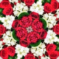 Kaleidoscope Pattern Of Red Roses