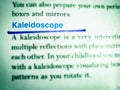 kaleidoscope science related word displayed with underlined text form on paper