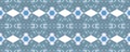 Kaleidoscope Seamless Design. Blue Bohemian Wallpaper. Ethnic Print.