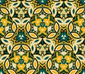 Kaleidoscope seamless pattern, background. Composed of colored abstract shapes. Royalty Free Stock Photo