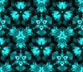 Kaleidoscope seamless pattern, background, consisting of abstract shapes in teal