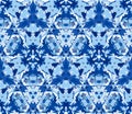 Kaleidoscope seamless pattern in blue. Seamless pattern composed of color abstract elements located on white background. Royalty Free Stock Photo