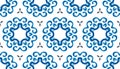 Kaleidoscope Shapes Abstract. Indigo Decorative Design. Watercolor Blocks Pattern. Blue Ceramic Tile. Royalty Free Stock Photo