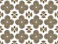 Kaleidoscope Shapes. Brown Floral Pattern. Watercolor Tile. Soft Stain Tile.