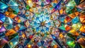 A kaleidoscope view of fragmented glass pieces reflecting the world in a mesmerizing play of color and light AI Generative