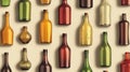A kaleidoscopic array of glass bottles in various shapes and sizes.