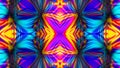 Kaleidoscopic bright psychedelic abstract symmetric luminous background