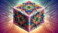 Kaleidoscopic Cube: Geometric Artistry in Psychedelic Colors Optical Illusion Pattern Backdrop Royalty Free Stock Photo