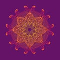 Kaleidoscopic floral pattern, mandala design in pink and purple colors Royalty Free Stock Photo