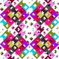 Kaleidoscopic geo pixel pattern. Playful fun pink wallpaper. Colorful summer vintage geo dot mosaic for seamless texture