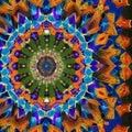 Kaleidoscopic Kingdom: An image of a geometric pattern created with a kaleidoscope of shapes and colors, in an intricate and mes