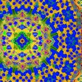Kaleidoscopic Kingdom: An image of a geometric pattern created with a kaleidoscope of shapes and colors, in an intricate and mes