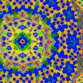 Kaleidoscopic Kingdom: An image of a geometric pattern created with a kaleidoscope of shapes and colors, in an intricate and mes