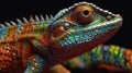 Kaleidoscopic lizard in closeup