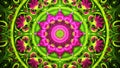 magenta and lime green kaleidoscopic mandala abstract